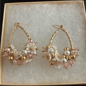 Natasha Denona new Gold and Pink Floral Earrings